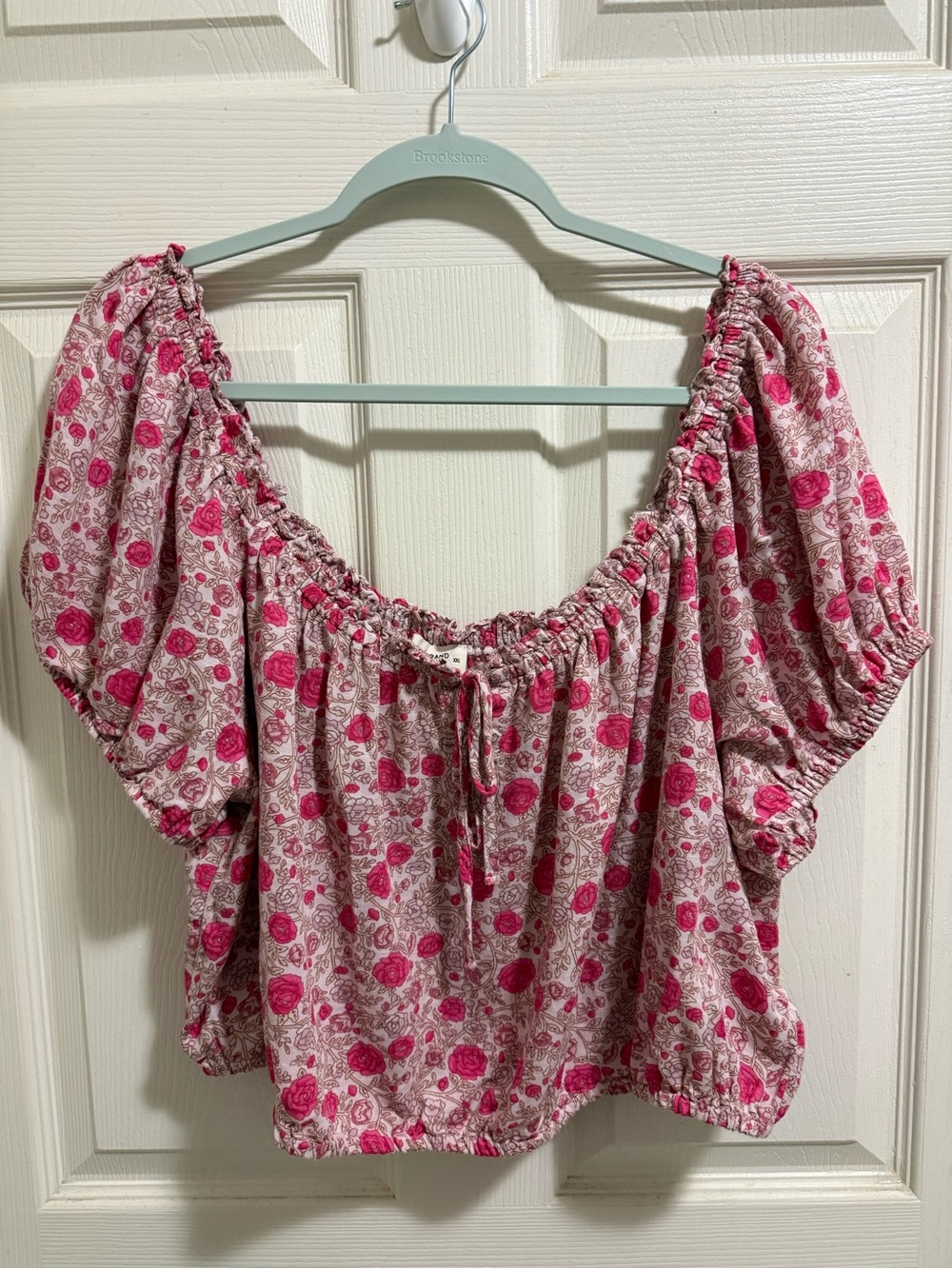 Lucky Brand Pink Floral Off-Shoulder Peasant Blouse